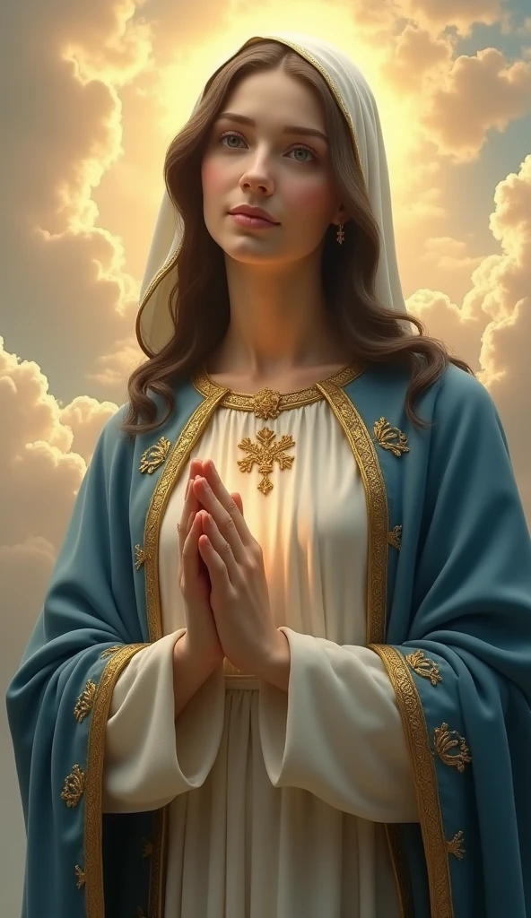 Beautiful Virgin Mary, gazing upon you with eyes filled with love.