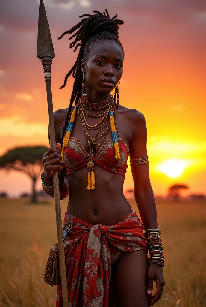 Sexy african tribal warrior girl 