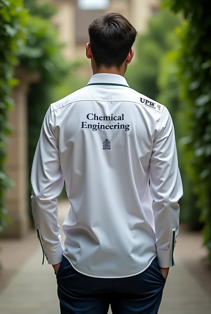 Create a uniform, for chemical engineering. Place the UFPB symbol on the left shoulder of the shirt, on the back the name of the course with some elements. Uniforms inspired by those of the University of Oxford, Harvard