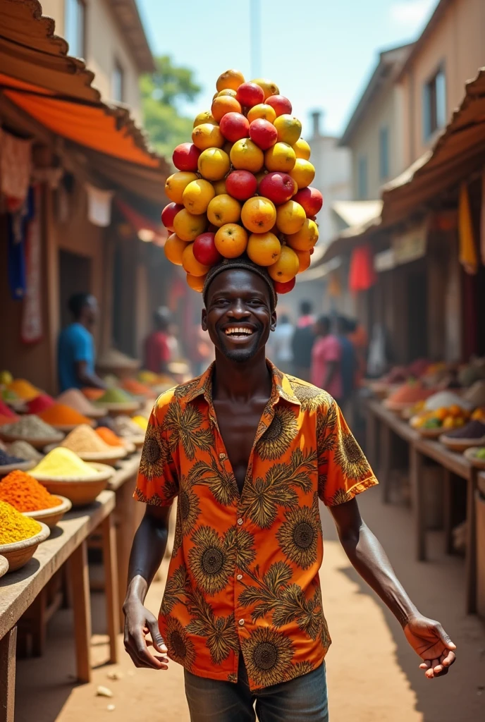 Généré une image d'un africain drôle en situation de difficulté