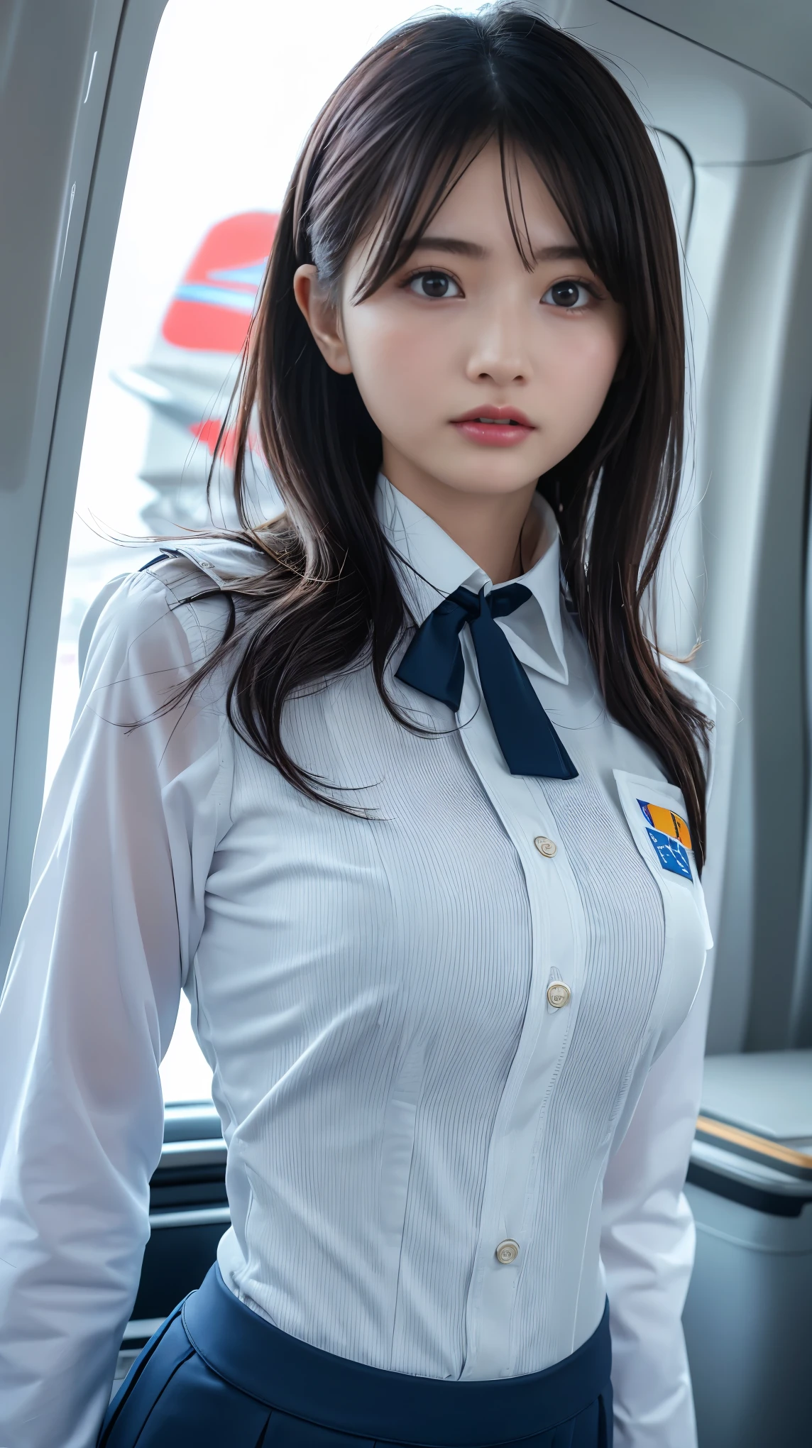Glowing Skin, Moisturizing lips, Highly detailed skin, (Beautiful face and eyes in every detail:1.2、Professional photography techniques), Slender body line、Beautiful breasts、((Tight waist))、Small beautiful butt、Thin thighs、Slim Belly、Spotlight, Professional Lighting, (Upper Body:0.8), (((Sichuan Airlines stewardess、Red Uniform))), Panda Pattern Apron, (Chinese Beauty, Sichuan Beauty, Baby Face), Idol Face, Beautiful white skin, Highest quality、Highest quality、Masterpiece、Ultra-detailed、Realistic:1.37