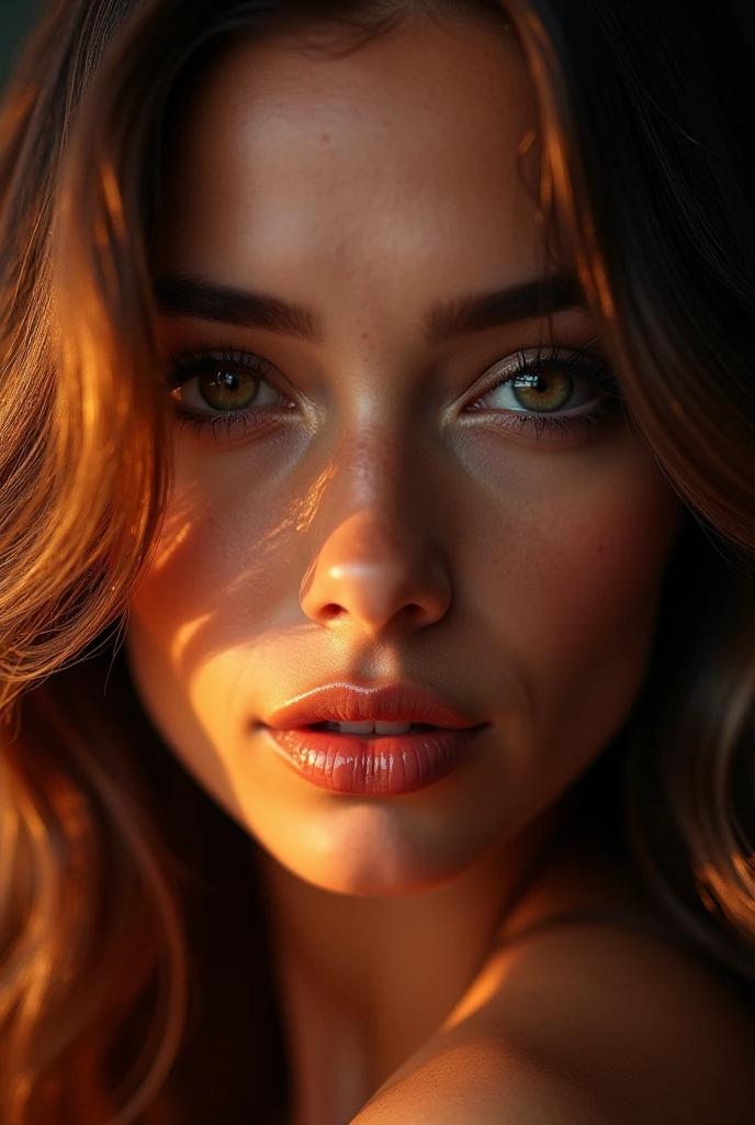 beautiful woman, 1girl, closeup detailed portrait, elegant long hair, beautiful detailed eyes, beautiful detailed lips, perfect skin, flawless makeup, sensual expression, luxury fashion, glamorous, high fashion magazine cover, cinematic lighting, dramatic contrast, vibrant colors, photo-realistic, (best quality,4k,8k,highres,masterpiece:1.2),ultra-detailed,(realistic,photorealistic,photo-realistic:1.37)