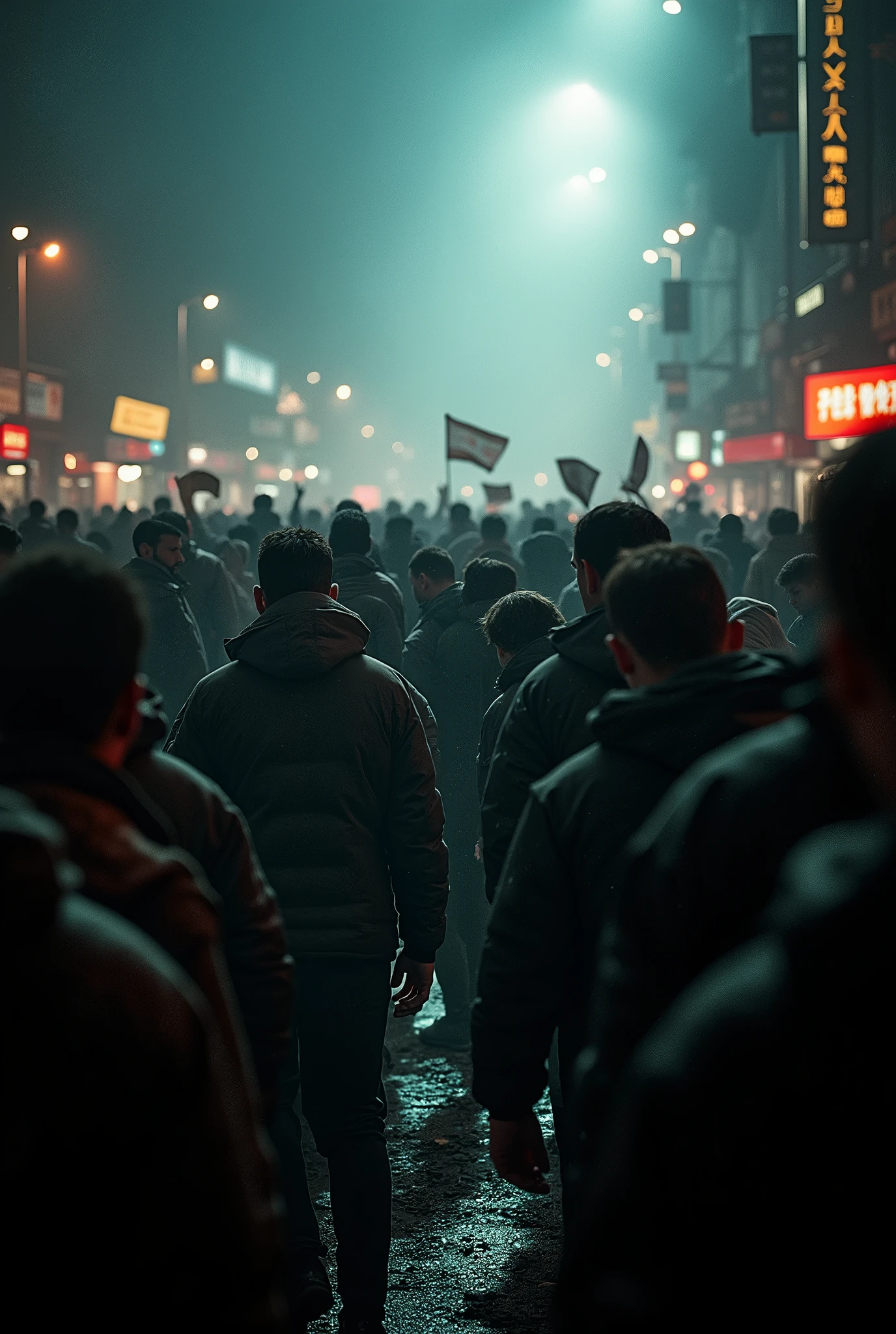 a dramatic accident scene, chaotic crowd, people forming a human chain, photorealistic, ultra-detailed, 8k, masterpiece, cinematic lighting, chiaroscuro, tenebrism, moody atmosphere, vivid colors, high contrast, cinematic camera angle