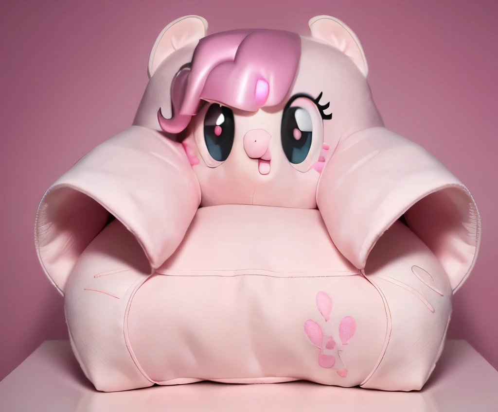 Close up of Pink Pie sitting on a pink chair, pinky pie My Little Pony, pinkie pie, pinkie pie horse, Multi-layer perception processor, pinkie pie as a sith lord, Lovely:2, Multi-layer perception processor fanart, Plush Toys, Fluffy, rosy cheeks, :3, No cute face, Pink Iconic Character, Lovely logo, My Little Pony