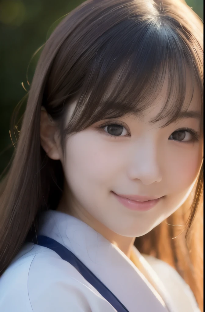 best quality, face focus, soft light, ultra high res, (photorealistic:1.4), RAW photo,(Shinozaki Ai), white skin, kawaii, 1 Japanese girl, solo, cute, (smile), (pupil, lights in the eyes),  detailed beautiful face, Medium-sized breasts,(high resolution detail of human skin texture),(long hair),(portrait), upper body, white traditional kimono