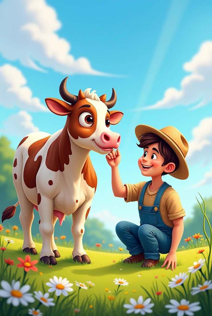 Cow squeezing a person's hand