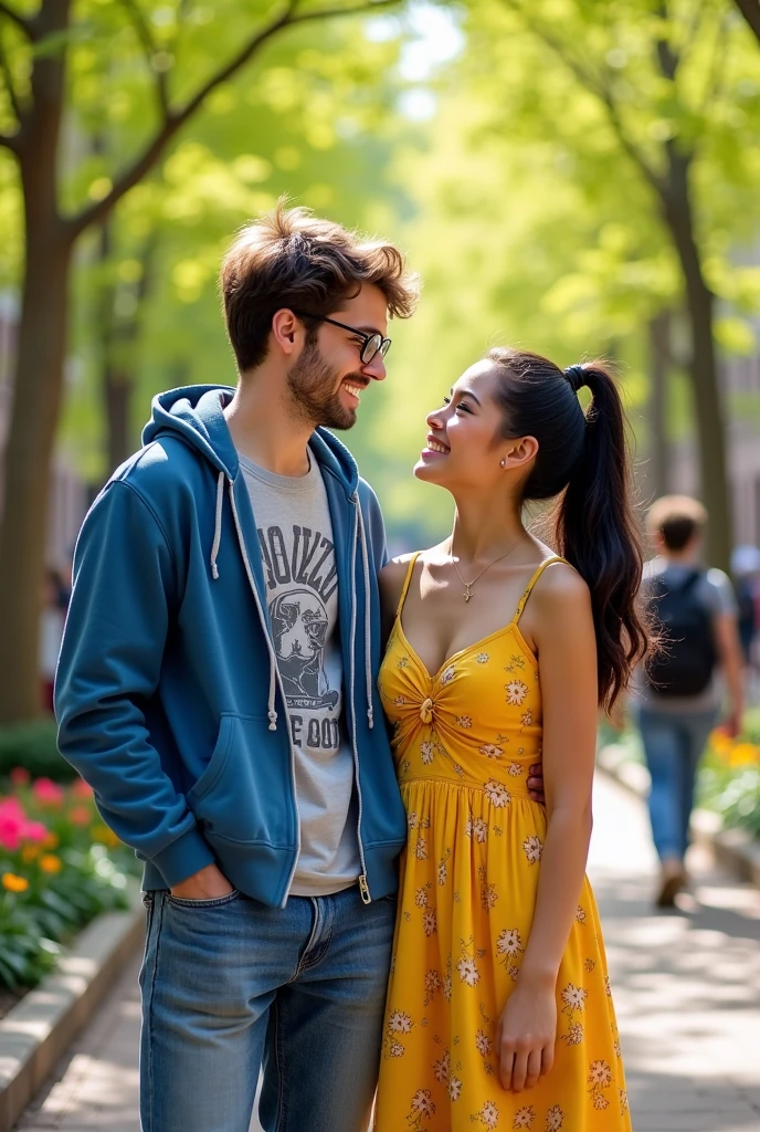 1 male student 1 female student standing next to each other