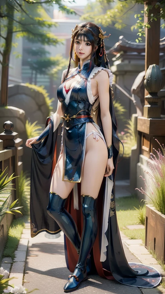 Dressed in costume, Alafi knelt on a blanket, concept-art：Hero, Trend of CGsociety, Fantasy art, Guviz-style artwork, Guviz, Smooth anime CG art, Keqing from Genshin Impact, Ruan Jia and Artgerm, full-body xianxia, flowing magical robe