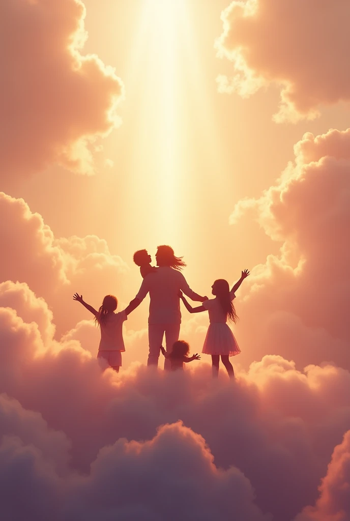 Silhouette of a family reunioning in heaven
