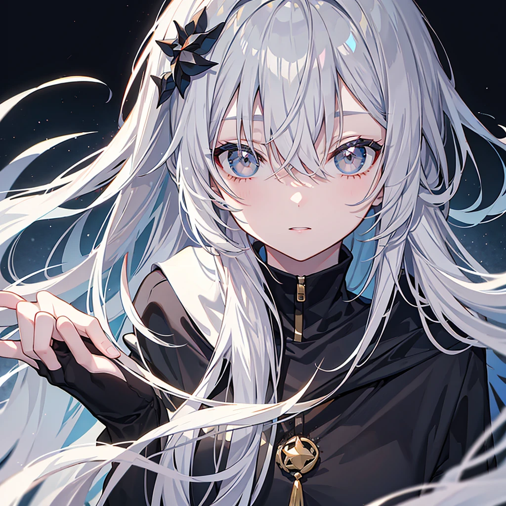 One person, Long Hair, Bangs between the eyes, Gray Hair, cute, Character portrait, Cunning,