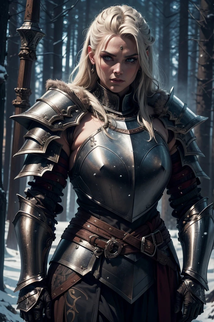 1girl, (warrior), winter clothes, (blood on face:0.8), (Norse:1.1),intricate, fur, shoulder armor, , long hair, (eyeliner:1), wind, blizzard, looking at viewer,jewelry,blue eyes ,detailed background, depth of field,glowing eyes (masterpiece, high quality:1), dual wielding,fist,Lady Knight，anatomical correct，epic fantasy digital art，tmasterpiece，8k，high-definition resolution，detailed drawing，Quality Superior，, Epic composition,Detailed face Portrait, a woman queen, wearing queen (closed heavy armor:1.6), crown, white hair, freckles, detailed face, dark atmosphere, witcher, w1tch3r1c4rdstyl3,​masterpiece, Best Quality, detailed, Cinematics, 4k, Background with:Viking buildings built on snowy fjord cliffs, Fierce viking woman warrior wearing armor and fur coat with rune tattoos,(best quality,4k,highres),(realistic,physically-based rendering),a girl,armor:simple,winter,fur,holding a sword,serious expression,vivid colors,portrait,sharp focus,studio lighting,detail of the eyes,metal texture,cold environment,forest background,falling snow,smoke effect,(best quality,4k,highres),(realistic,physically-based rendering),a girl,armor:simple,winter,fur,holding a sword,serious expression,vivid colors,portrait,sharp focus,studio lighting,detail of the eyes,metal texture,cold environment,forest background,falling snow,smoke effect
