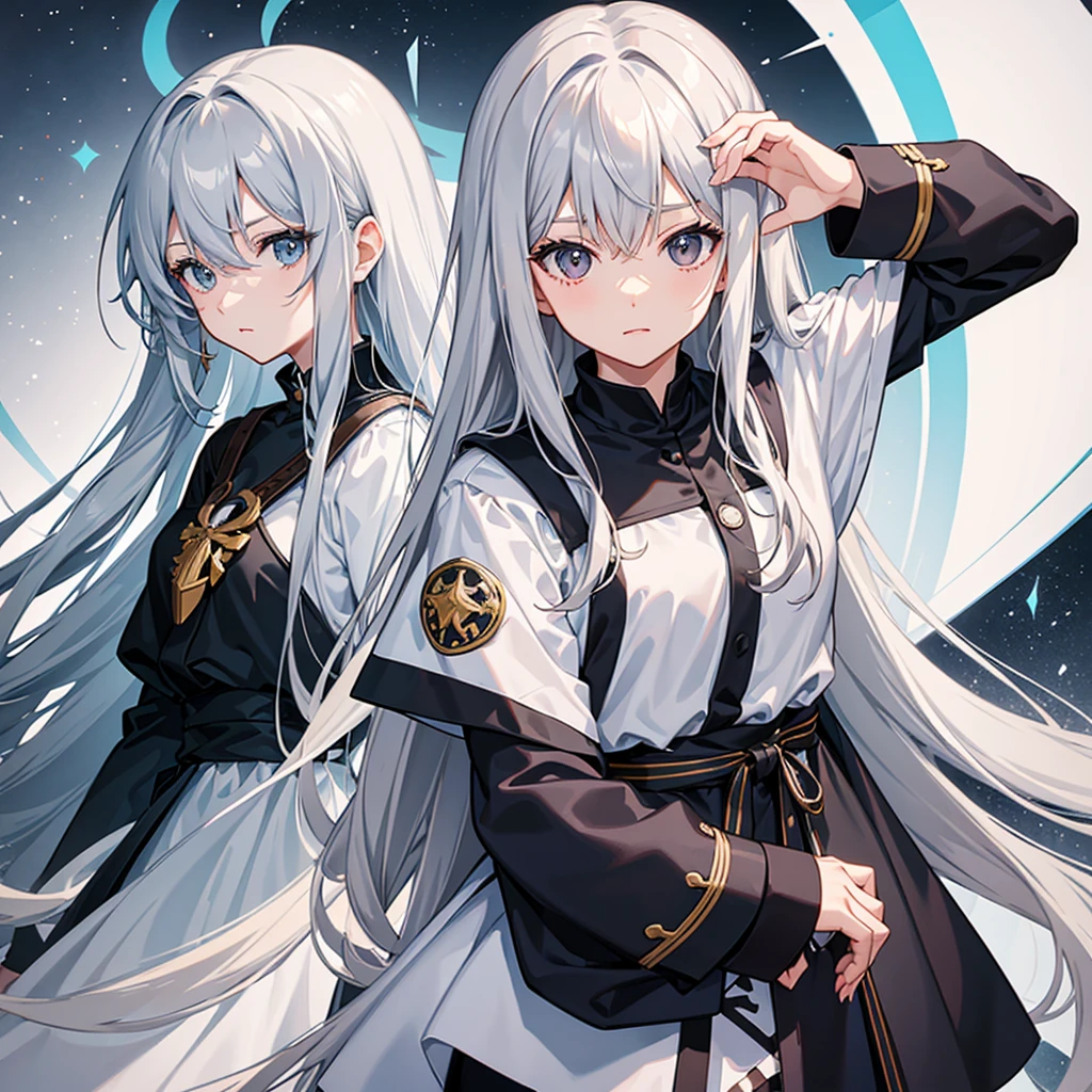 One person, Long Hair, Bangs between the eyes, Gray Hair, cute, Character portrait,Character Design, anime風, anime,