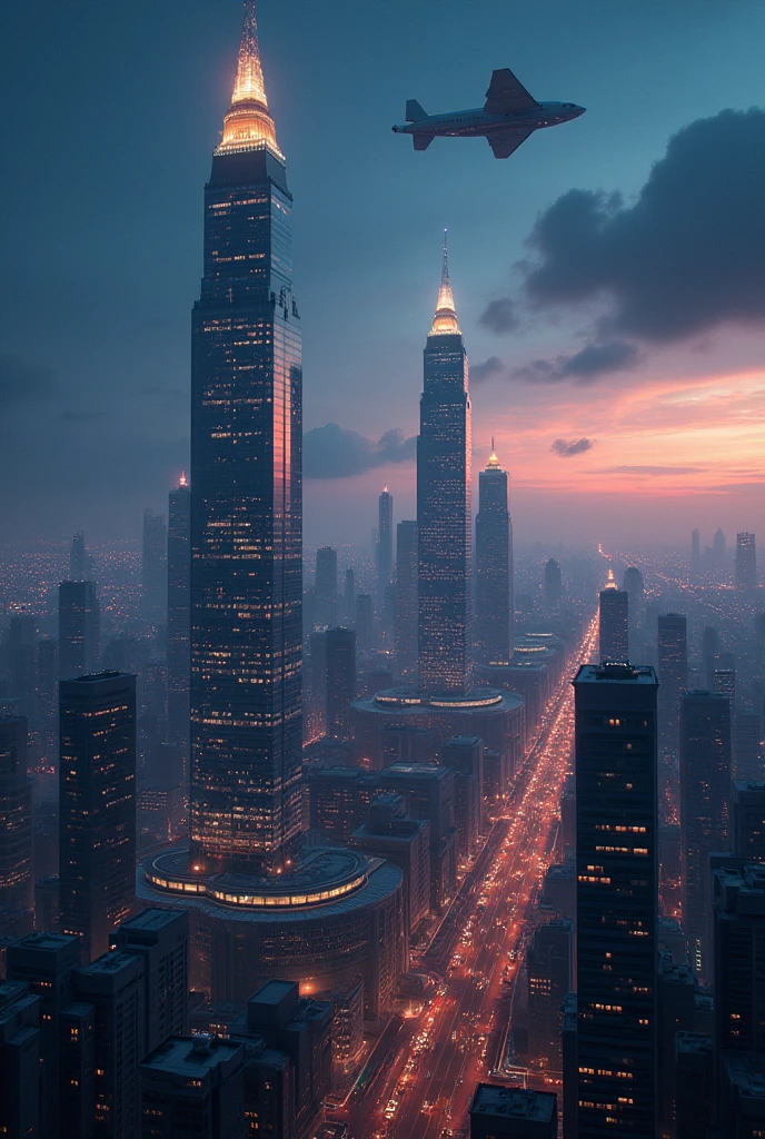 Future cities from the sky:1.5,night,beautifulnight景,Flying spaceship,Skyscraper,masterpiece,best quality,Ultra-high resolution,(Very detailed:1.2),8K,Practical,Best aesthetics,beautiful