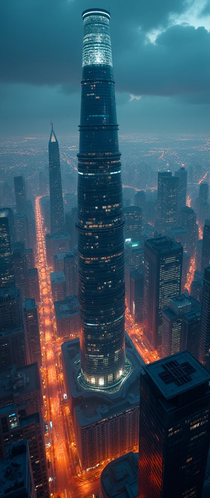 Future cities from the sky:1.5,night,beautifulnight景,Flying spaceship,Skyscraper,masterpiece,best quality,Ultra-high resolution,(Very detailed:1.2),8K,Practical,Best aesthetics,beautiful