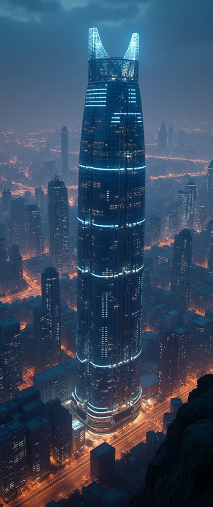 Future cities from the sky:1.5,night,beautifulnight景,Flying spaceship,Skyscraper,masterpiece,best quality,Ultra-high resolution,(Very detailed:1.2),8K,Practical,Best aesthetics,beautiful