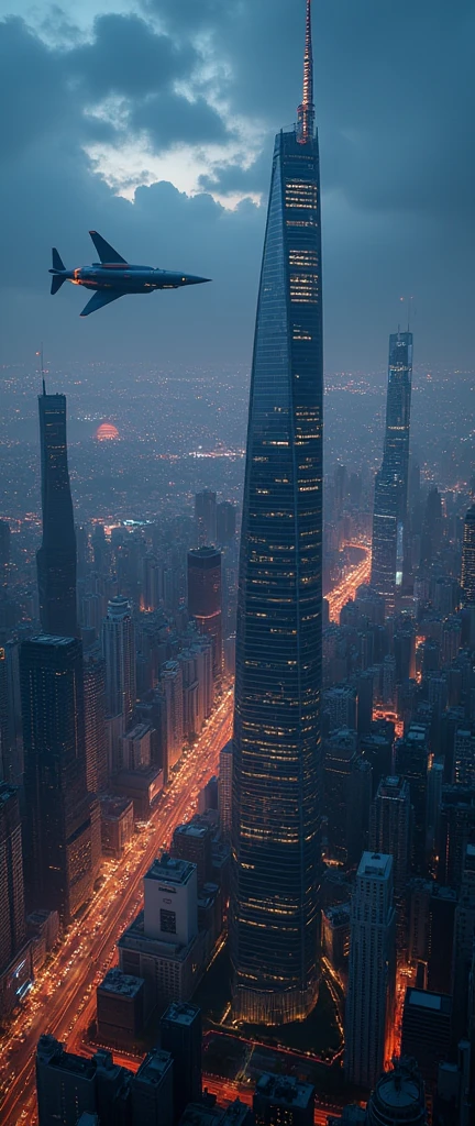 Future cities from the sky:1.5,night,beautifulnight景,Flying spaceship,Skyscraper,masterpiece,best quality,Ultra-high resolution,(Very detailed:1.2),8K,Practical,Best aesthetics,beautiful