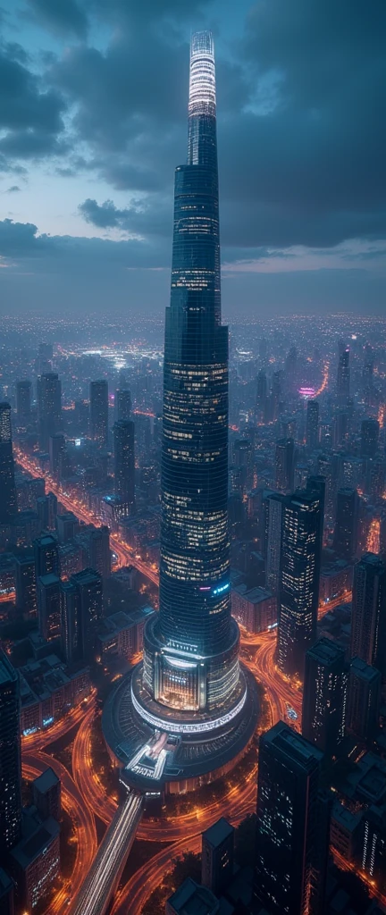 Future cities from the sky:1.5,night,beautifulnight景,Flying spaceship,Skyscraper,masterpiece,best quality,Ultra-high resolution,(Very detailed:1.2),8K,Practical,Best aesthetics,beautiful