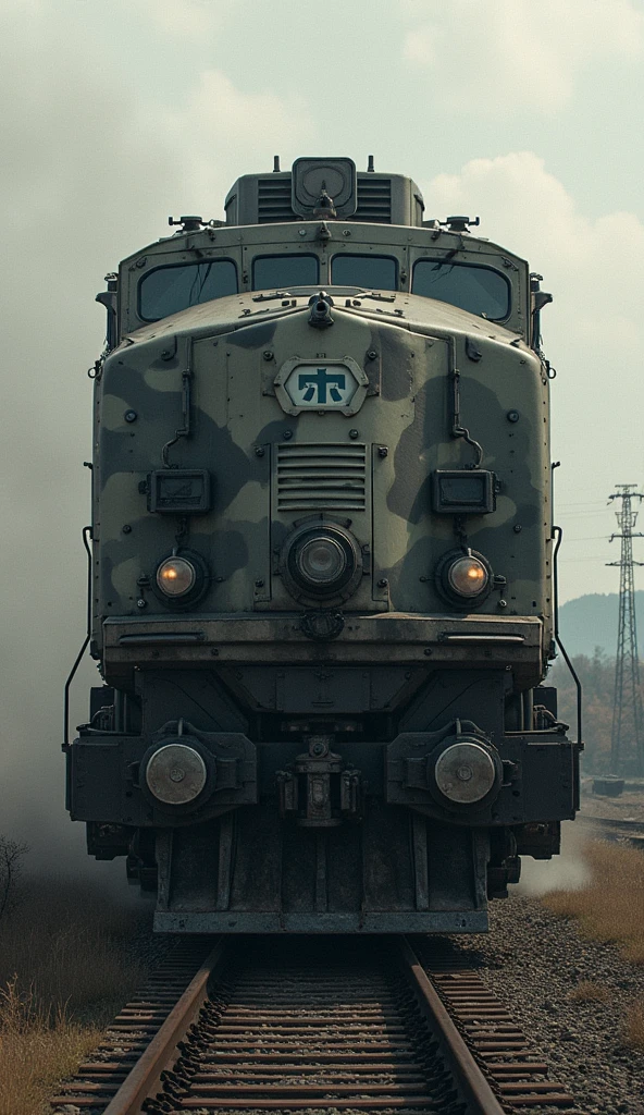 Rail Cruiser Lv 7, Mobile Fortress Armored Train Lv 7, Extended Locomotive,Side Protected Lv 8, Tier 9 Tank Equipped with Long-Range Heavy Artillery and Self-Defense Guns, Land Battleship Lv 9, German Modernist Design Lv 9, Camouflage Paint Lv 7, Escort Troops on Guard Wagon Lv 8, Movie, dramatic, masterpiece, (Original Quality Rating 9) Aerial View, 75º Top View, Dynamic View, whole body,