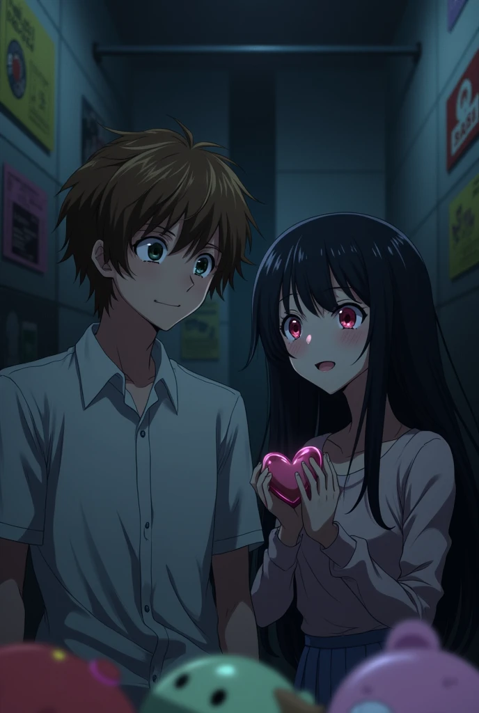 A high school boy is kidnapped by a yandere girl in an anime.