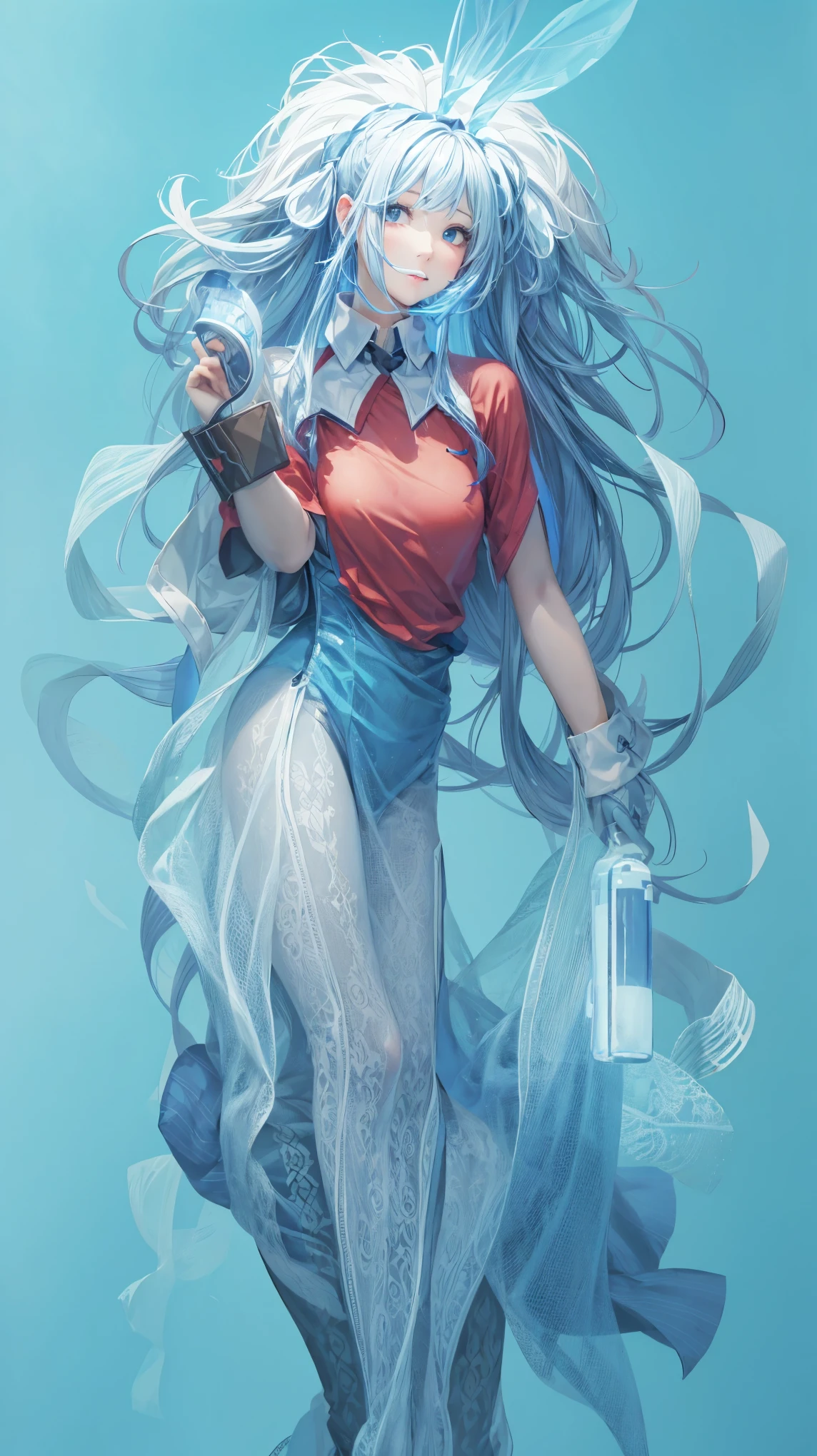 (Highest quality, masterpiece:1.2), An illustration：Empty mountain base, Perfect body, Ultra feminine curves,Blue Hair