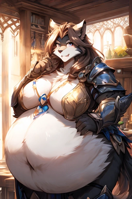 Twokinds super mega obese basitin black fur heavy armor 