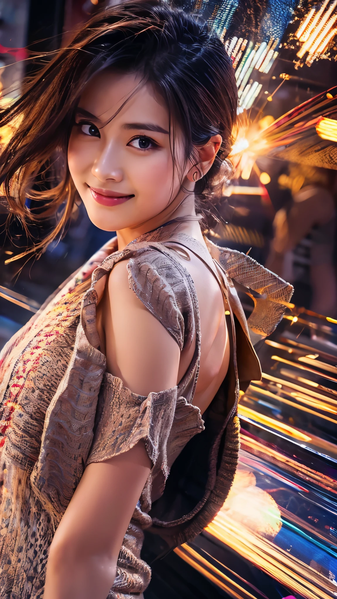 (highest quality,masterpiece:1.3,ultra high resolution),(Super detailed,caustics,8k),(photorealistic:1.4,RAW shooting),1 girl,(smile and look down at the camera),(front shot:1.1),(face forward),18-year-old,cute,Japanese,black short ponytail,school uniform,glamorous,(big boobs),( close up),(breast focus),street,sunshine,Natural light,(Backlight),(A bright light shines from behind),(Lens flare),professional writing,(cowboy shot),(low position:1.3),(Low - Angle:1.3)
