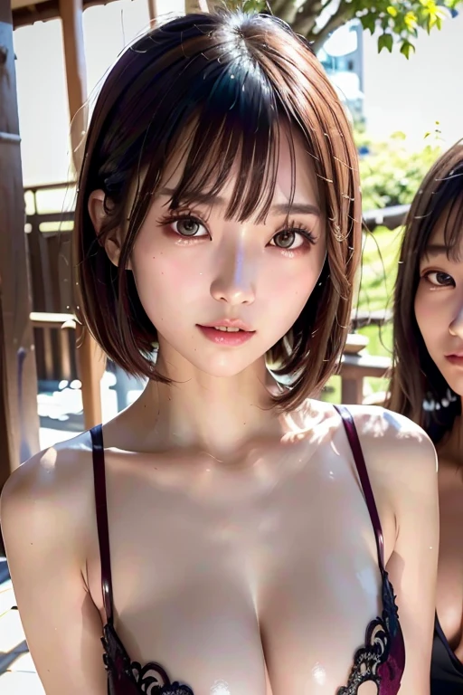 ((Japan 3 women))、((threesome))、hightquality、Glossy glossy skin、((glistning skin))、Lush bust、((masterpiece、top-quality、ultra-detailliert、Film Light、intricate-detail、hight resolution、ighly detailed))