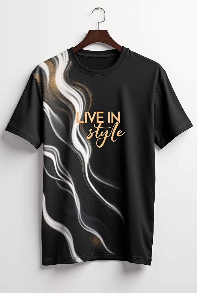 Nice  design like luxury  t-shirts   brand name ME SHOW tag line 
LIVE IN STYLE don't mention brand name & mention design designation