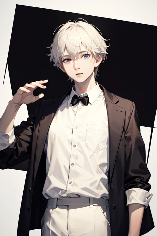 ((Highest quality)), ((masterpiece)), (detailed),、 Single color background、male、whole body、一人のmale性、Unremarkable person、Black clothes、White trousers、29-year-old、Ordinary people、No background