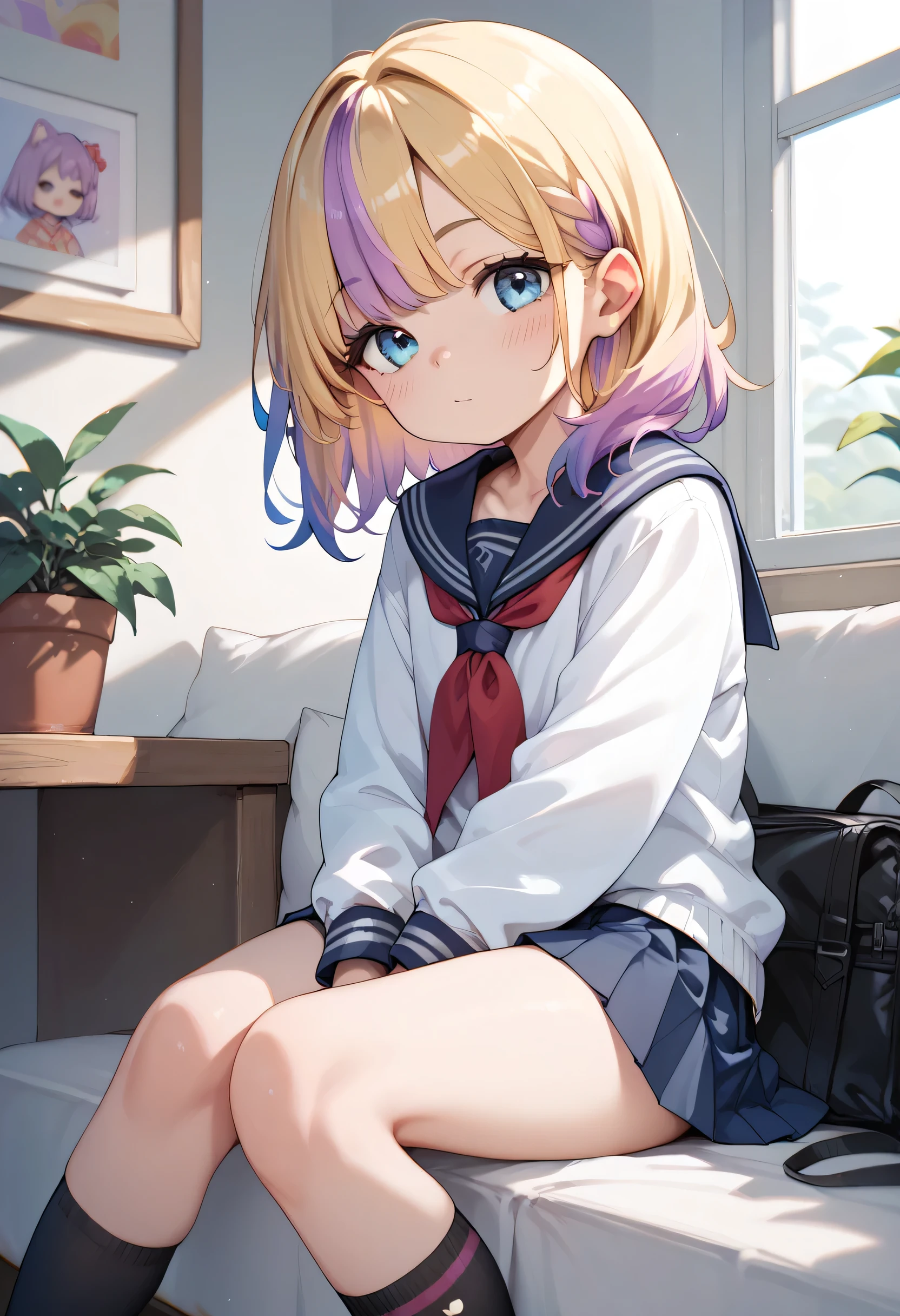 little_girl,cute_****_, diabellze, blue eyes, blonde hair, purple hair, multicolored hair, sexy, school uniform 