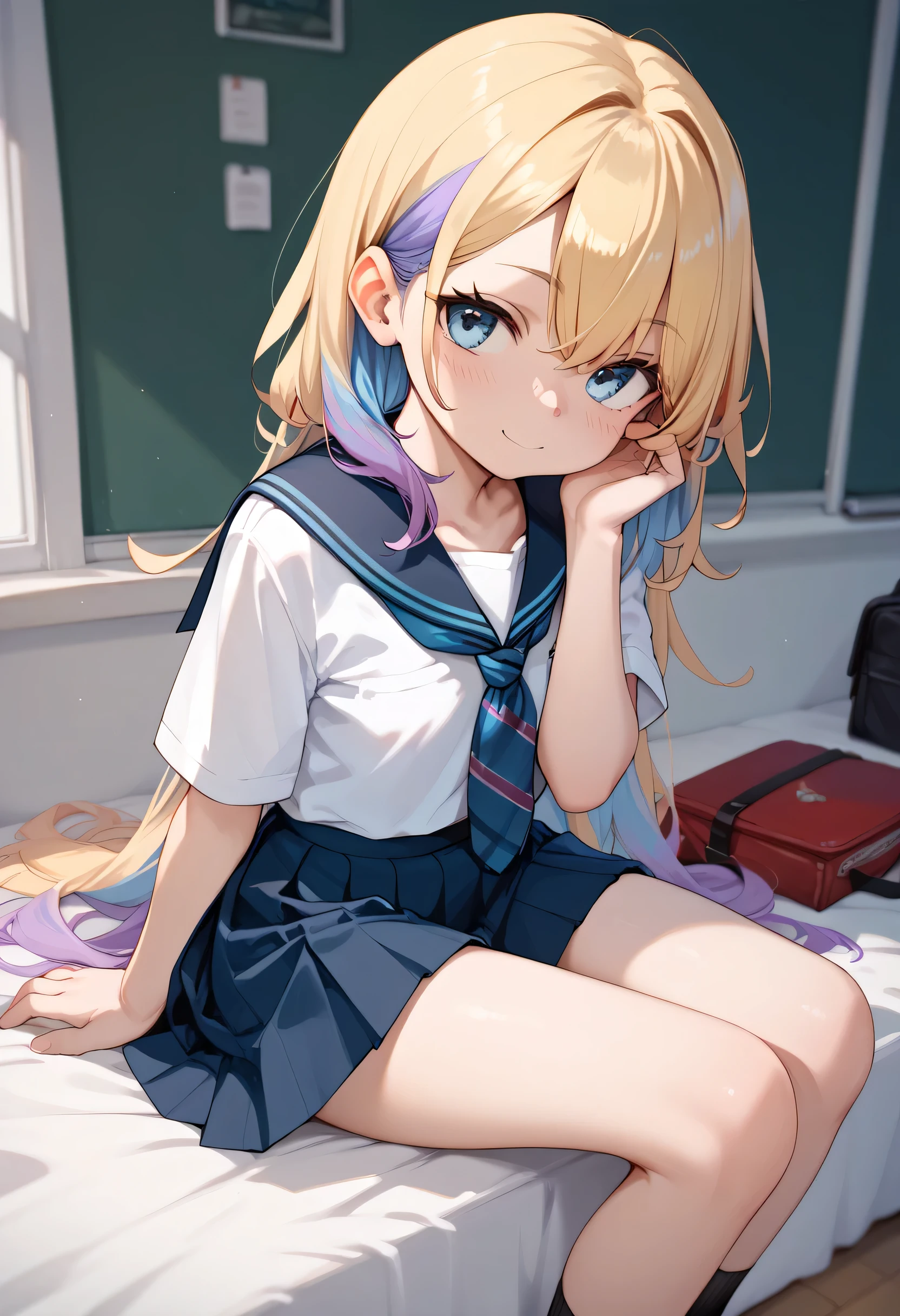 little_girl,cute_****_, diabellze, blue eyes, blonde hair, purple hair, multicolored hair, sexy, school uniform 