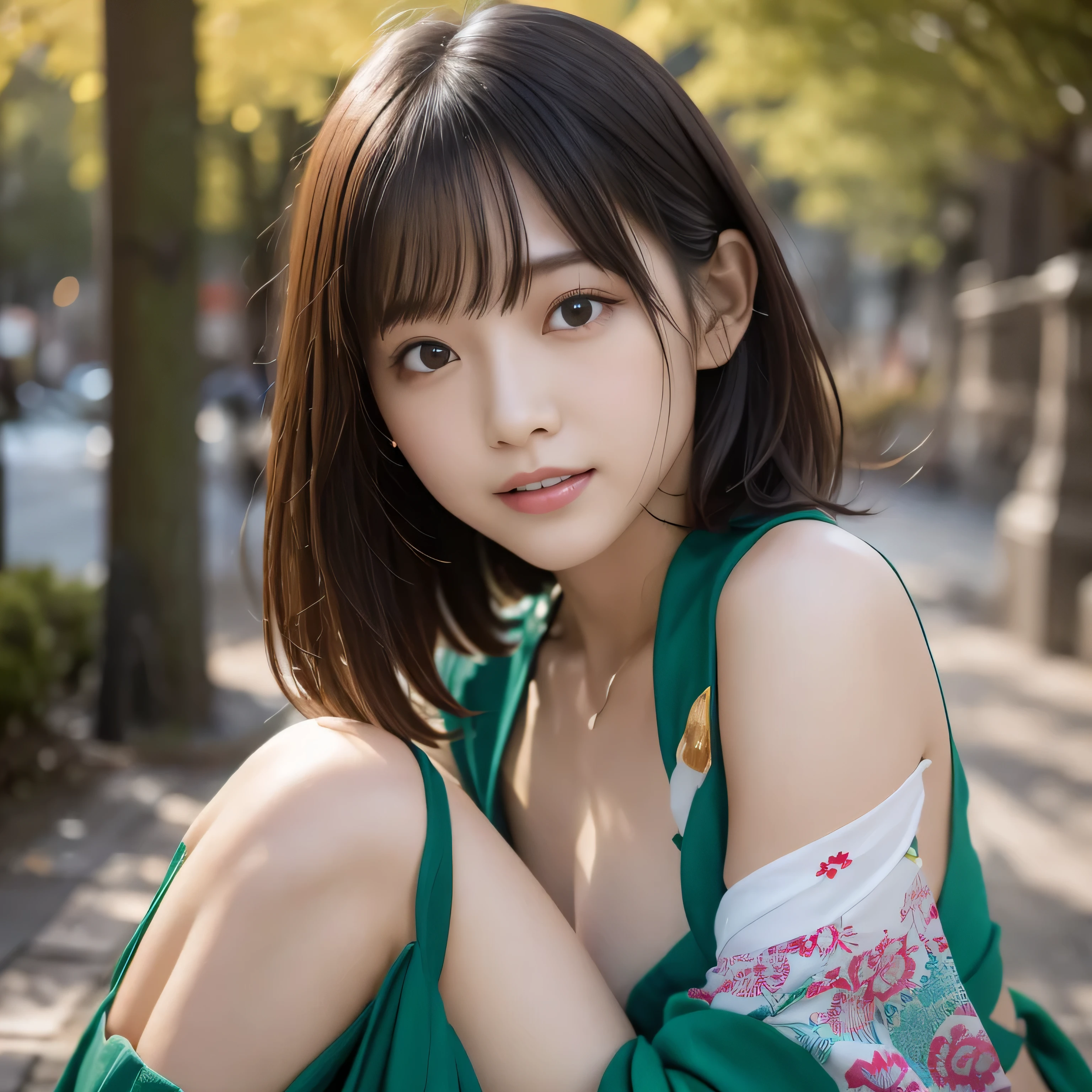 1people,(Wearing colorful stage costumes:1.2),Very beautiful Japanese idol portraits,Face close-up,(RAW Photos,Highest quality),(Genuine,Genuineistic:1.4),(masterpiece),Very delicate and beautiful,Very detailed,2k wallpaper,wonderful,In detail,Highly detailed CG Unity 8K wallpapers,Very detailed,High resolution,Soft Light,Beautiful detailed,Very detailed eyes and face,Beautiful and sophisticated nose,Beautiful and beautiful eyes,Cinema Lighting,(Simple light color background:1.3),(short hair),(Bob),Complete Anatomy,Slender body,Small breasts,smile,｛A sheer black yukata｝、｛Mysterious Shrine｝、｛Large Torii Gate｝、 ｛Morning sunlight filtering through the trees｝、｛Japanese Shrines｝、｛Hair tied up｝、｛sit cross-legged｝、美しいJapanese people women、Sharp focus, Perfect dynamic composition、Tilt your head、Close-up portrait, Model body type、 masterpiece、Highest quality、超High resolution、Ultra-high resolution photos、Smooth upscaled images 、HD resolution,、High Quality Boost,、Contrast Boost、Hyperrealism、Super fine、8k、elegant、 １people、Japanese people women、美しいJapanese people women、Ultra detailed face,、A captivating smile、cute、White skin、Fair skinの美しい肌、Brown eyes、Beautiful symmetrical face、Small face、Age 25、Beautiful black hair、 Beautiful small breasts、Skin between genuine people、Perfect figure、Perfect anatomical figure、whole body photos、Detailed and realistic people bodies、Detailed and realistic skin、Realistic face in every detail、Detailed and realistic eyes、Detailed and realistic lips、Detailed and realistic teeth、Detailed and realistic ears、Detailed and realistic hair、Beautiful Hands、Realistic feet down to the last detail、Realistic breasts down to the last detail、Realistic areola down to the last detail、Realistic nipples down to the last detail、Realistic female genitalia down to the smallest detail、Realistic vagina down to the last detail、Detailed and realistic clitoris、Realistic anus down to the last detail、Thick pubic hair with realistic detail、whole body、whole bodywhite skin、Fair skin、C