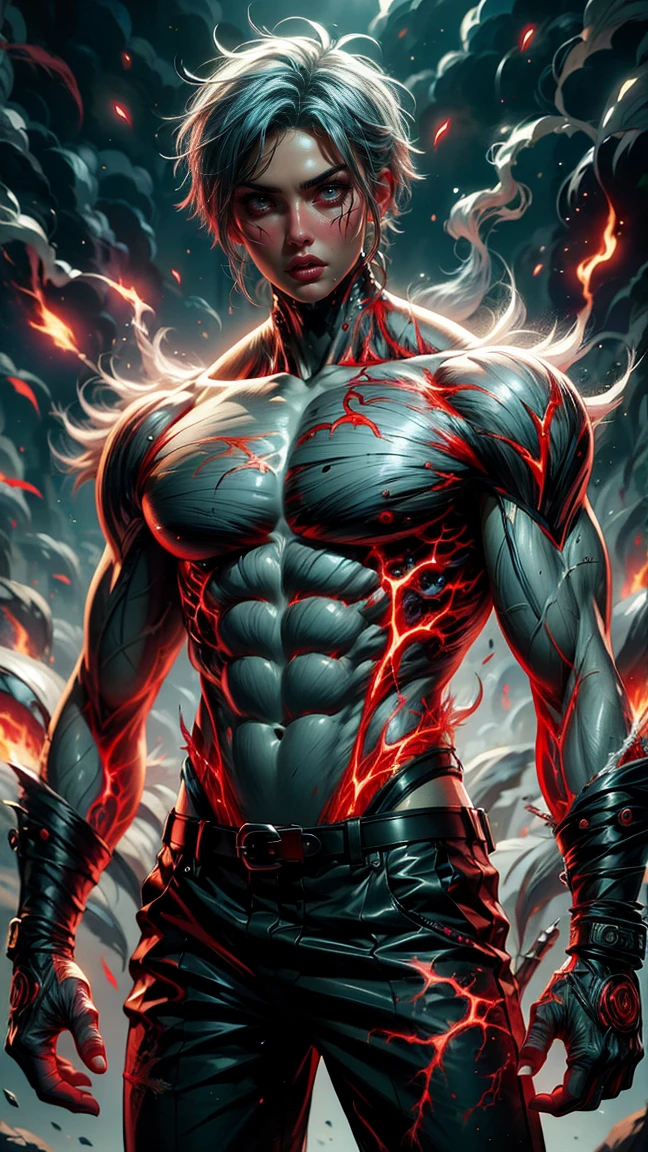 (Aesthetic, Hi-Res: 1.2), Get ready for a visual feast with Vegito 20 years old, solo, brilliant blue hair and tattoos, a creature with a handsome face and piercing golden eyes. In his transformed state, he radiates extreme instinct and power, creating an epic anime about this man of energy. See how he manipulates fire and lava in stunning anime artwork that will blow your mind. This concept art is straight from the Bleach Universe, with manga-style 8k wallpapers that will transport you to another dimension. Get ready to be amazed by this detailed piece of digital anime art, showcasing the ultimate combination of style and power.