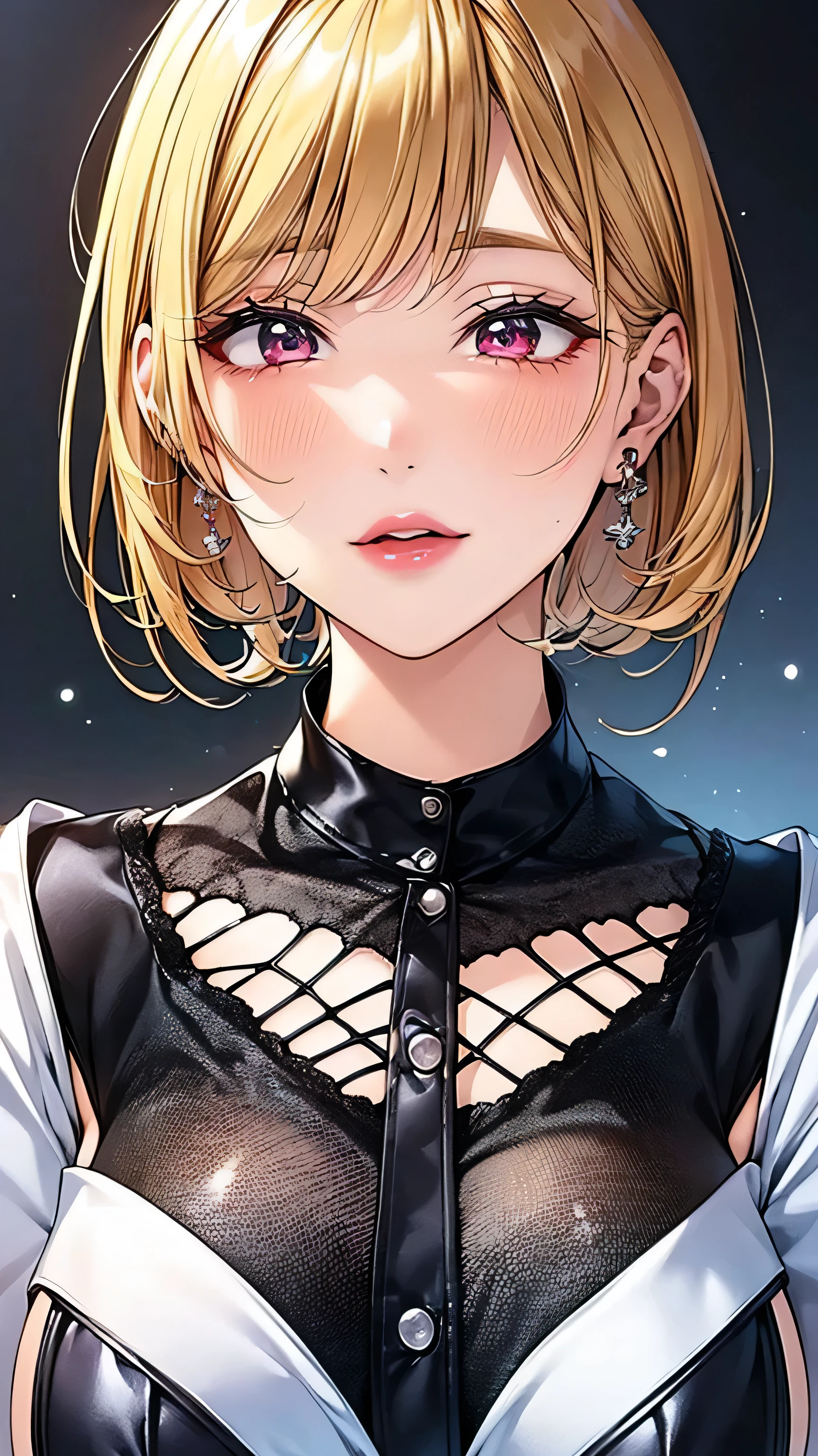 Highest quality,One woman,Rolled up sleeves:1.0,Hitman:1.0,Detailed pistol,Blonde Short Hair,Open your eyes to enjoy