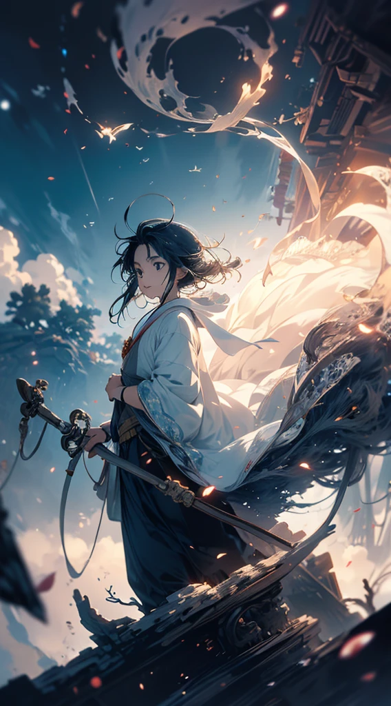 masterpiece, like a Ghibli film, but in nature, basking in the wind.、night、time、Please create a heartwarming, mystical, and fantastical image。