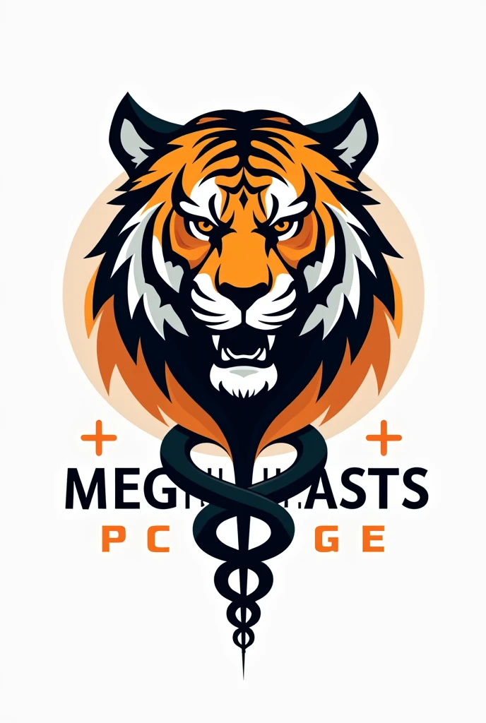 A tiger logo with the name megaloblasts , It has to be a logo related to medicine , Also add the medicine logo