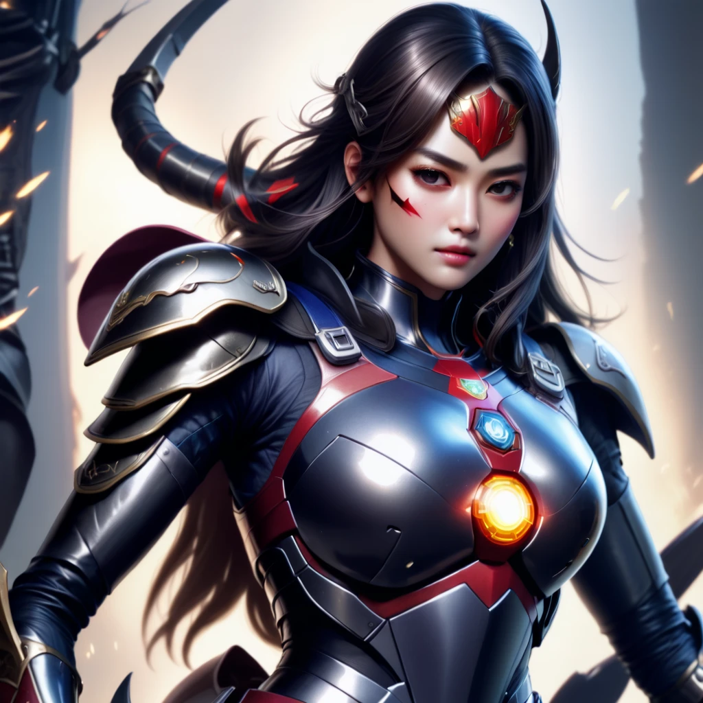 (in sytle of KUBO TITE:1.4),Super Fitness,There is a piece of digital art, 这幅画描绘的是一只有着金色头和角的少女warrior, Glowing red eyes shot,Lightning Effect,,unfinished, incubation (texture),black battlefield background,Natural Lighting,dark skin,Dark atmosphere,龙骑士全身photo, Mysterious Anubis and Valkyrie, Ultra-detailed fantasy characters, dragon portrait, Black Balance Color, white and red,sleipnir'photo, Ghost of Anubis, 4K detail fantasy, Polaroid Count Trends, zbrush competition champion, Draw using zbrush, ZBrush Central Competition Champion, warrior, (Blood all over:1.2),(insanely detailed and intricate, hypermaximalist, elegant, ornate, hyper realistic, super detailed:1.1)