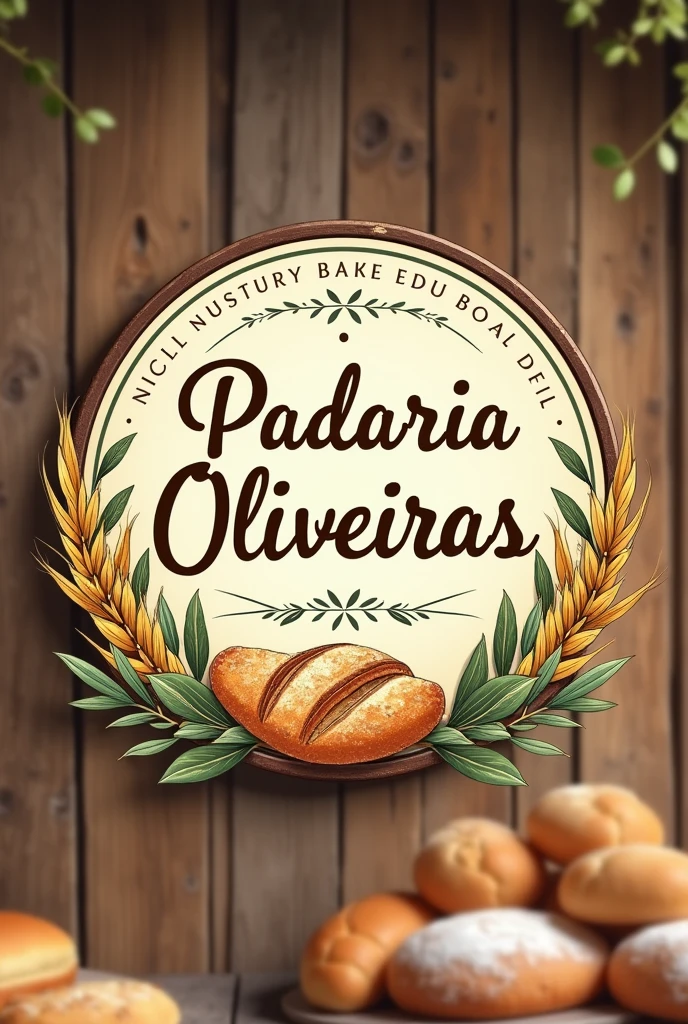 Bakery logo with the name Padaria Oliveiras, with more details