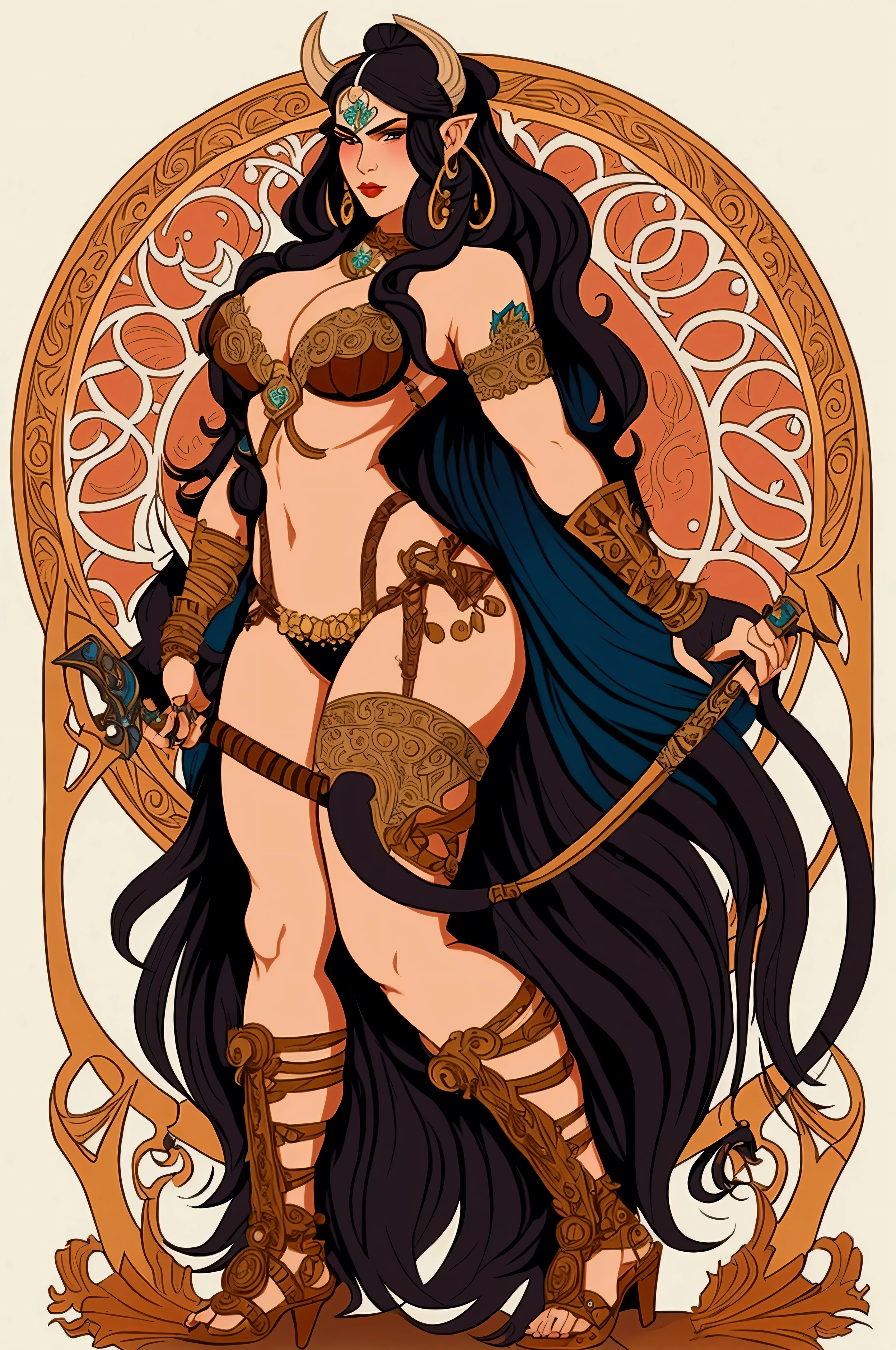 art nouveau barbarian pinup