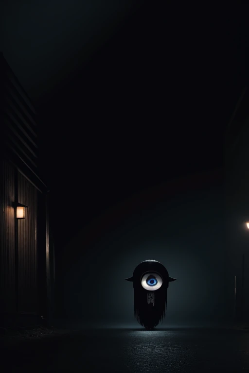 ghost men,dark hut,black eyes,(big eyes:1.5),horor,dark,curse,black hund,monster,dead,japanese horor style,hyper realistic,retro,1980s,break in the city,midnight,