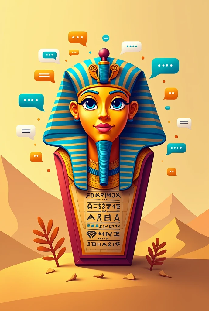 CREATE THE LOGO FOR MY COMPANY CALLED FARAONIX, A MESSAGING COMPANY WHERE THE LOGO IS A PHARAOH'S COFFIN THAT REFLECTS THE SERVICE AND SPEED OF OUR SERVICE, I WANT IT CARICATURE STYLE
