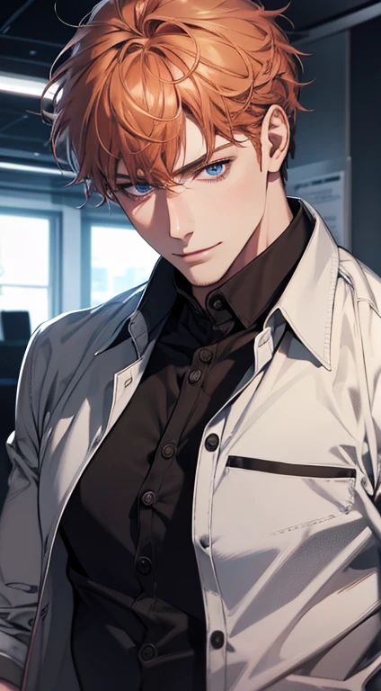 (best quality,4k,8k,highres,masterpiece:1.2),ultra-detailed,(realistic,photorealistic,photo-realistic:1.37),1 man,31 years old,mature man,very handsome,without expression,smile,short grey b
Orange hair,blue eyes,penetrating gaze,perfect face without errors,imposing posture,businessman,office background,cinematic lighting,hdr image