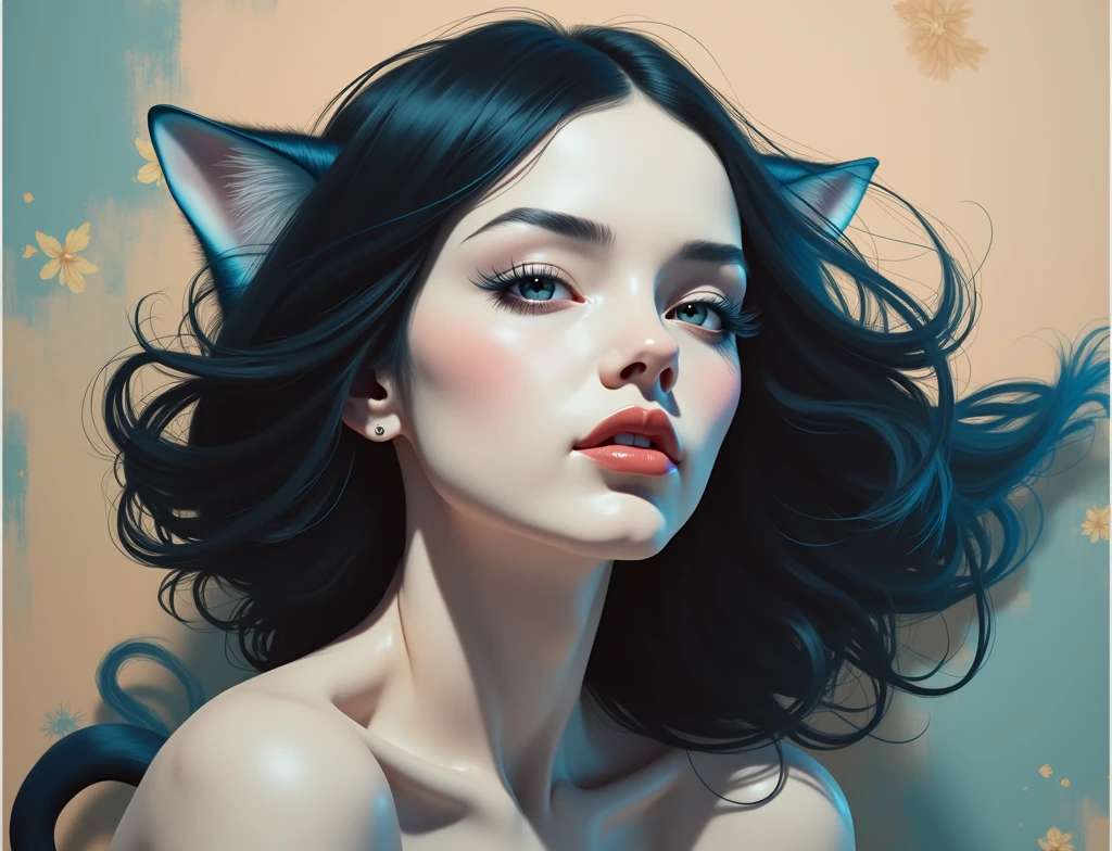 cute girl, anthropomorphic cat, feline features, cat ears, cat tail, female cat character, beautiful detailed eyes, beautiful detailed lips, extremely detailed face, long eyelashes, sensual, seductive pose, intricate details, fantasy, digital painting, dramatic lighting, cinematic, highly detailed, hyper realistic, 8k, photorealistic, masterpiece