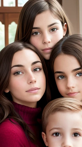 A group of Averbuch children together focus on the face.