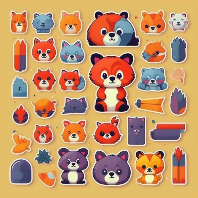 sticker of a cute red panda, flat design