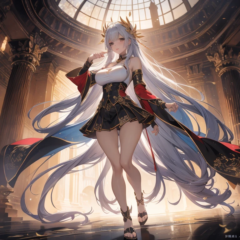 high quality,HD,16K,Sharp Line,1 Girl,fantasy, (Fire Spirits),Pretty Face, Large Breasts, Beautiful legs,In the mountains,Focus Girl,detailed Pretty Face,Detailed clothes,beautiful eyes,Cool,Sexy,Dynamic Angle,穿着华服的神明Strike a pose拍照, Ancient mysterious sexy goddess, Traditional beauty woman, Beautiful female warrior god of war , Beautiful sexy goddess, Gorgeous role-playing, high, Beautiful young girl, Beautiful woman, 华丽Beautiful woman, Complex clothing,Chinese Mystical Aesthetics, Beautiful Asian ancient mysterious girl, Extremely detailed shot of the goddess, Jaw-dropping sexy beauty, Big breasts deep neckline sexy belly button(butt), (bedroom), (Sexy Girls), masterpiece, best quality, Bangs, blush, Chest, clavicle, Eyebrows visible through hair, (Gradient red and gold hair), Jewelry, Long hair,Bright Eyes, ring, (solitary), illustration, fashionable, miss, Strike a pose, background, element, confident, Express, Accessories, majestic, striking, key point, Dynamic poses, ((plump)), (black))Woman in transparent dress,Viewer,(((Full breasts, Keeley University))),Slim waist,(Navel exposed,Bare waist), Long hair, extreme detailed details, 详细的fantasy艺术, Stunning character art, Beautiful and exquisite character art, Beautiful transparent dress, Very detailed, Large Breasts,Chest,Golden ratio figure,Beautiful figure,Ultra wide-angle shooting,Full body shot拍摄,Body close-up,Full body shot,Wearing a pleated tulle skirt,柔和动漫illustration, 柔和的深色background,Fujifilm XT3 Clear focus, f 5.6, High Detail, Clear focus,(Wearing openwork clothing),, (Natural light), (Tempting)translucent, Good velvet quality, Compared, Divine Light,, Silver hair, 天空background, Absolute Strength,Female Shinmei,穿着性感丝绸的Female Shinmei,,Large Breasts,Chest,Golden ratio figure,Beautiful figure,Ultra wide-angle shooting,Full body shot,Body close-up,Full body shot, Wearing a tulle dress, Model shooting style, Large Breasts,饱满Chest,Golden ratio figure,Beautiful figure,(Extremely detailed CG 8k wallpaper unit), The most beautiful artistic photos in the world, , 8K 超HD, ) on the beach,Sexy lazy posture,Sexy seductive expression,best quality,masterpiece,Ultra-high resolution,(Practical:1.4),original photo,Ultra-high resolution