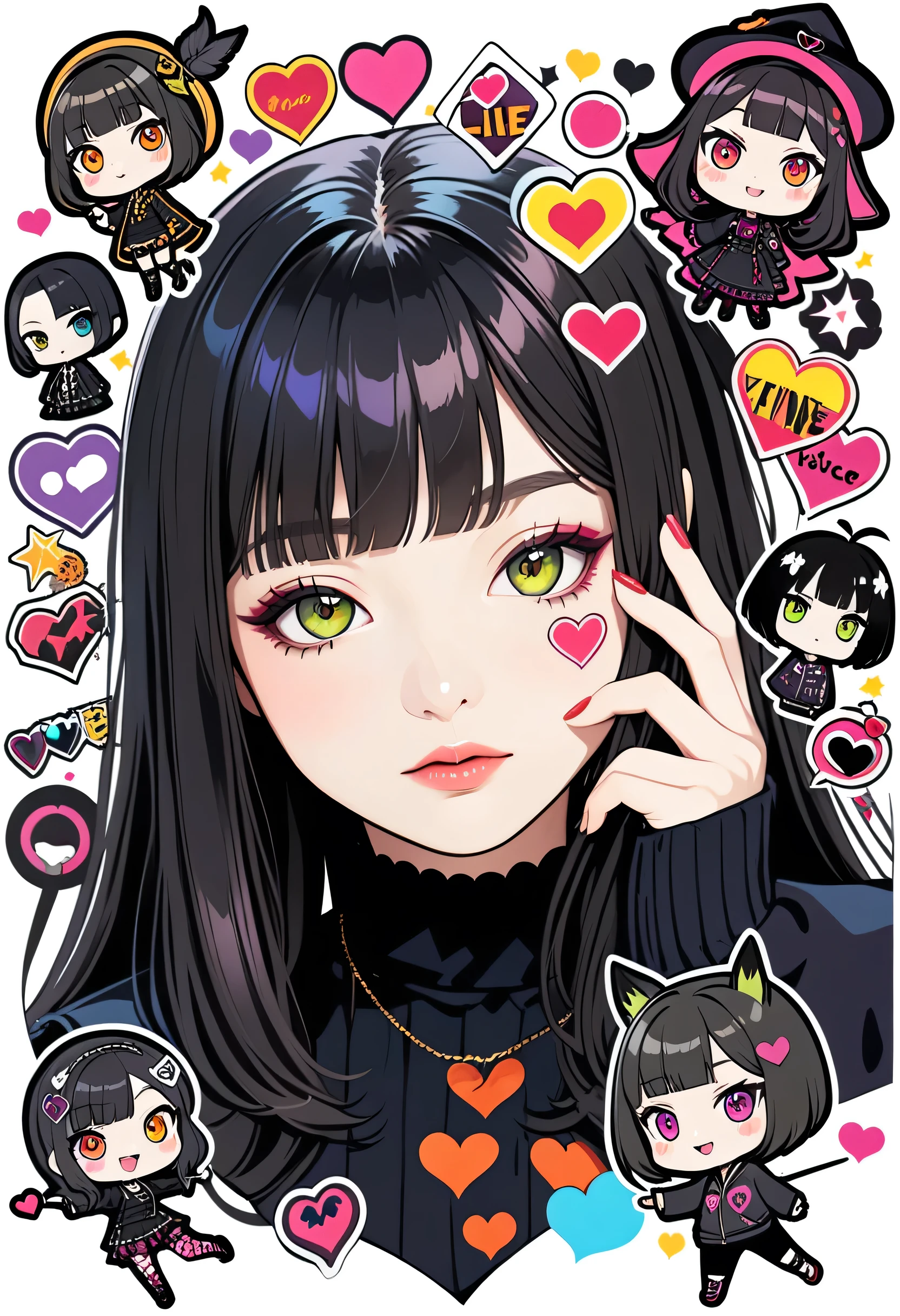 Full Body、1 person、1 person、sleep、sleep、Lie、Lying down、ridicule、Finger prick、Black Hair、Black Feather、Gothic punk, anime witch design, heart signs, street wear design, pro vector, love style, full design, 8 colors only, solid colors, no shadows, full design, sticker, bright colors, white background.super fine illustration,(((beautiful fine hair))),(((beautiful fine face))),(((beautiful fine background))),(((beautiful fine hair))),(((beautiful fine face))),(((beautiful fine background))),Midsummer、beach Black Hair、blunt bangs、Cross-eyed, pop art style, realistic anime art style, Kanna Hashimoto