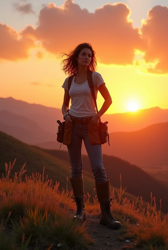 A person and a satisfying landscape the woman of the job