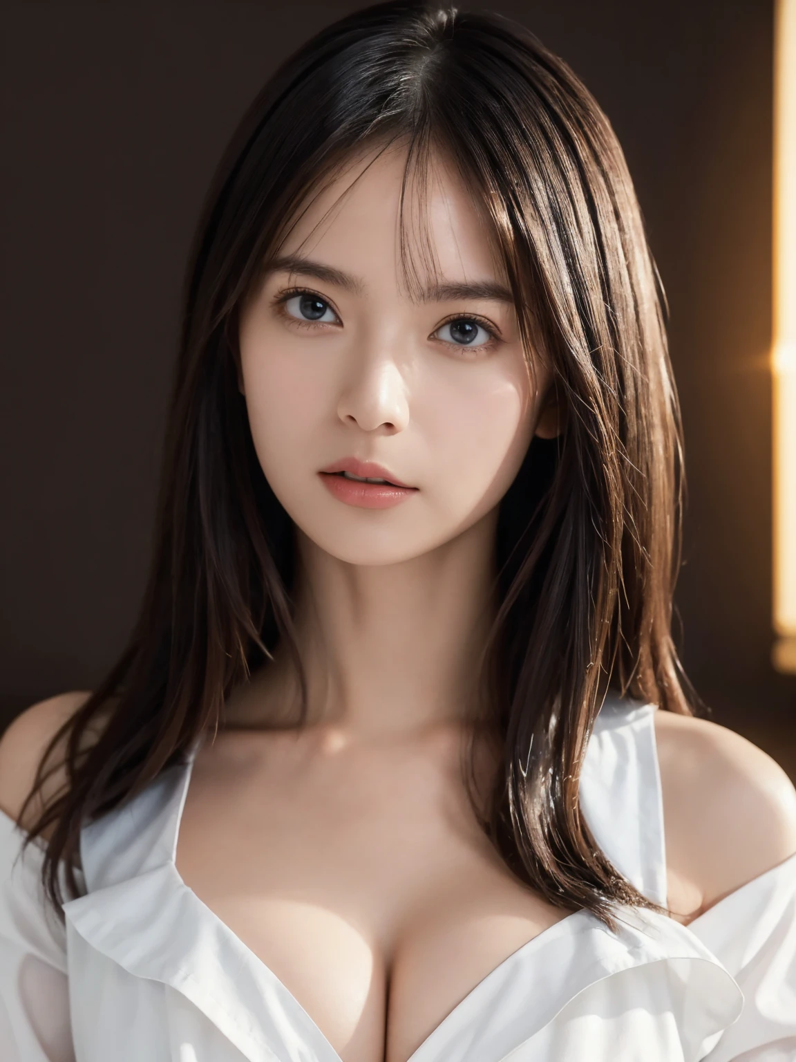 sagisawa fumika, One girl, alone, clock, pendant clock, blue eyes, chest, gloves, tiara, dress, Long Hair, chestの谷間, View your viewers, white gloves, Bare shoulders, Open your mouth, large chest, Strapless, choker, blush, white dress, Black Hair, Brown Hair, Hair between the eyes, Strapless dress, clavicle, smile, bangs, on stage,Show off your beautiful body、Esbian all over、Intensely caressing the erogenous zones of the entire body、Enduring orgasm、超エロチックな花柄dress、