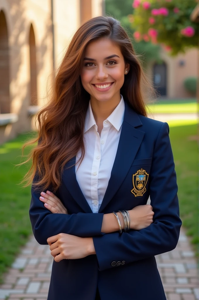 18-year-old girl wearing the San Jose Estepona College uniform